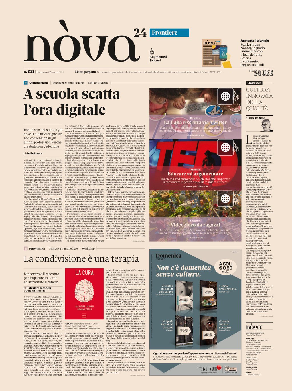 la pagina di Nova sul Sole24Ore con l'articolo della Cura