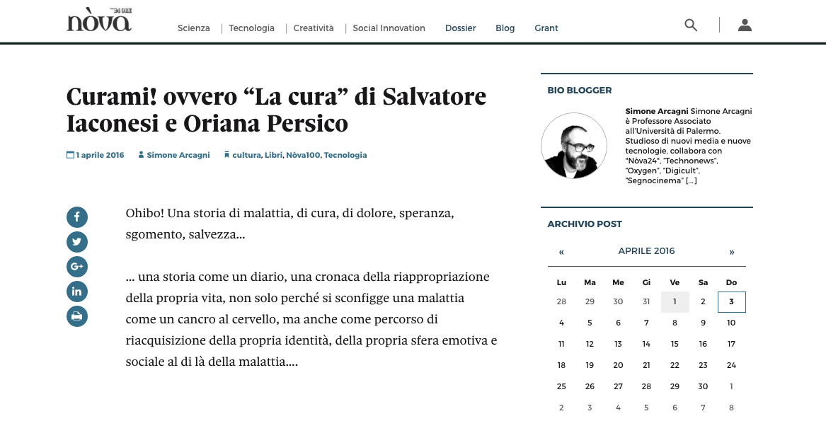 La Cura su Nova24 del Sole24Ore
