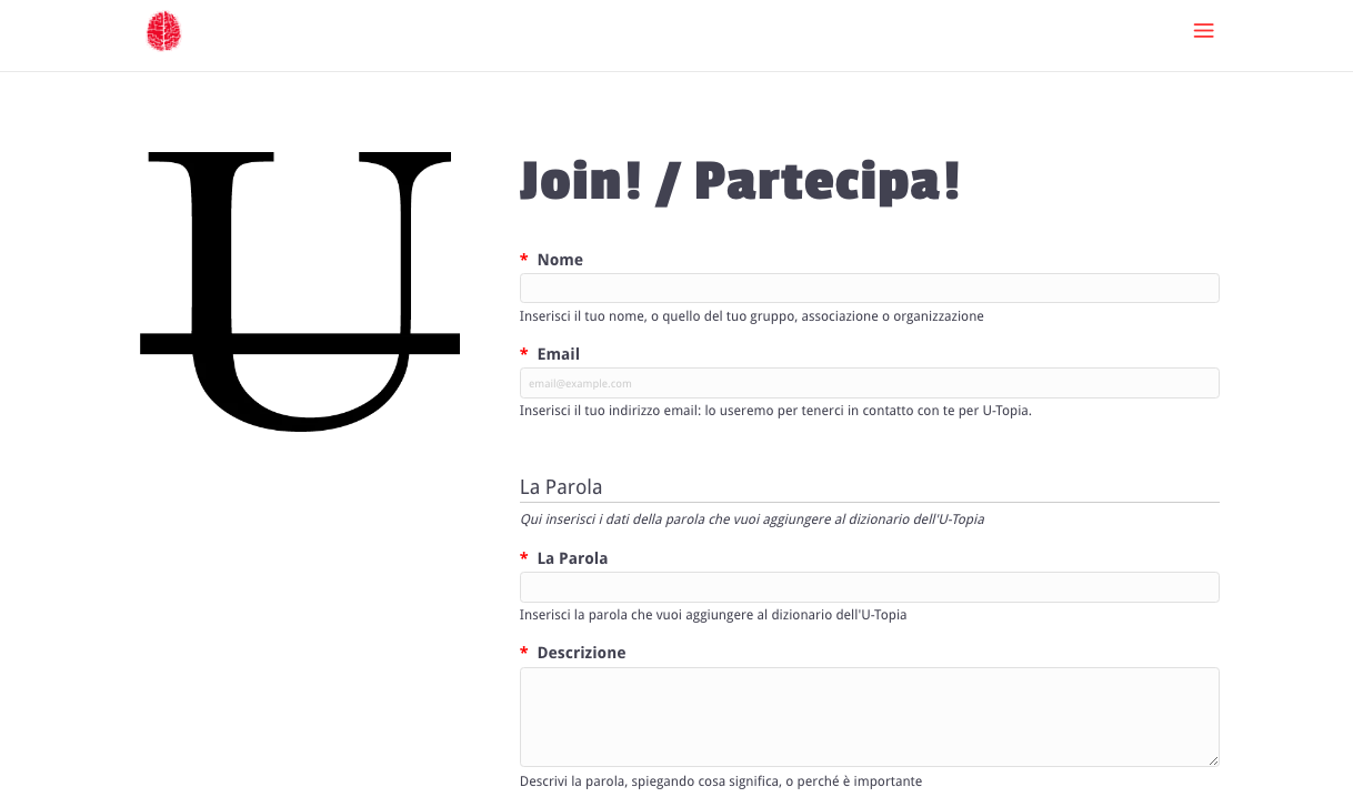 UTopia, screenshot dall'interfaccia per creare i lemmi